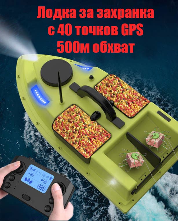 Нов Модел Лодка за захранка с дистанционно с GPS и 99 точков автопилов + подарък чантаa