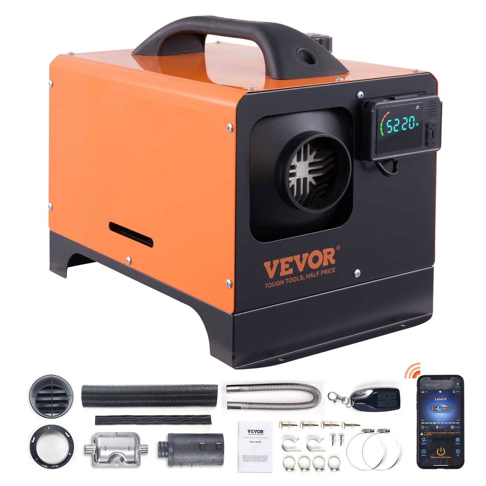 Хоризонтална дизелова печка 12V 8kw LCD с дистанционно управление