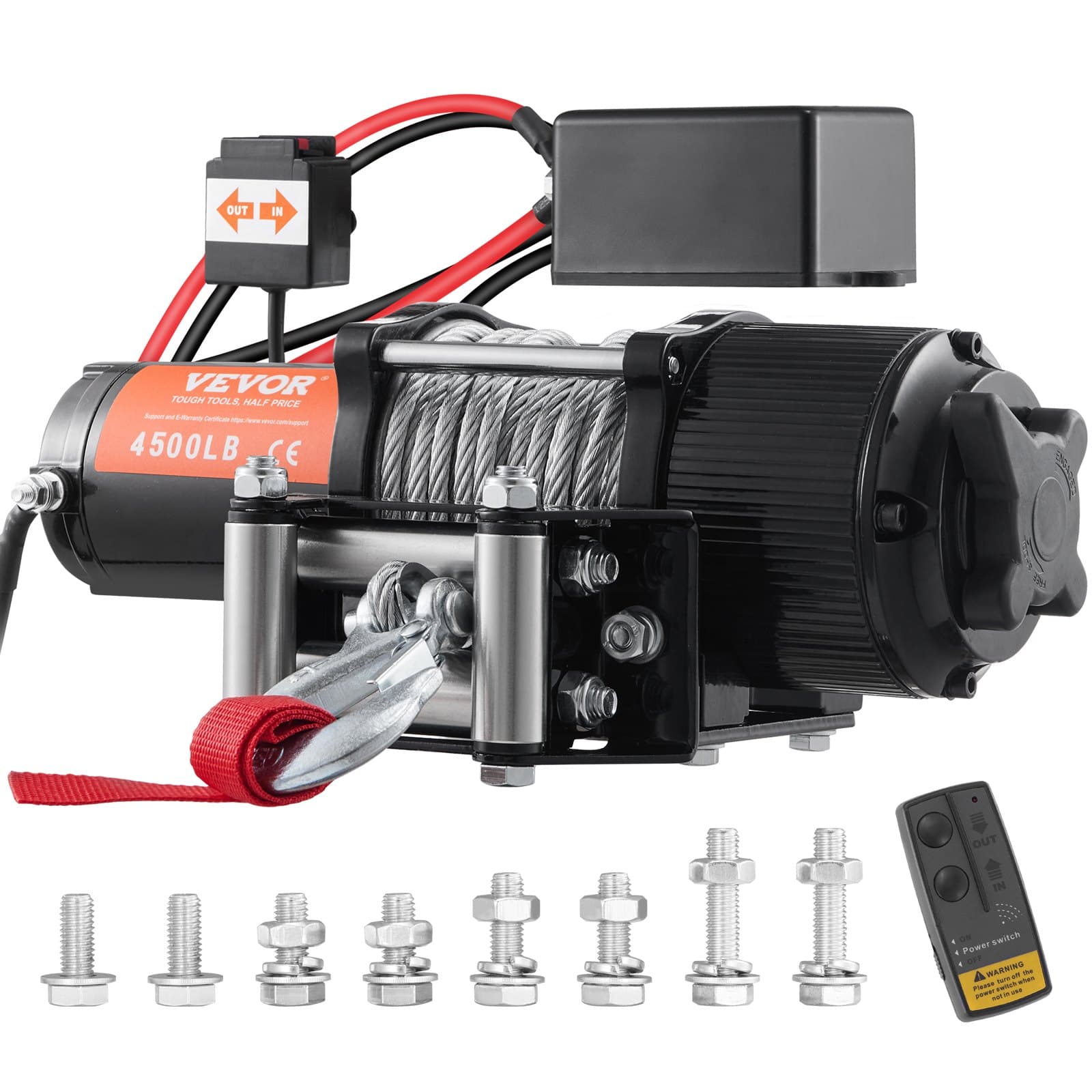 Електрическа лебедка 12 V, 2 т, стоманено въже