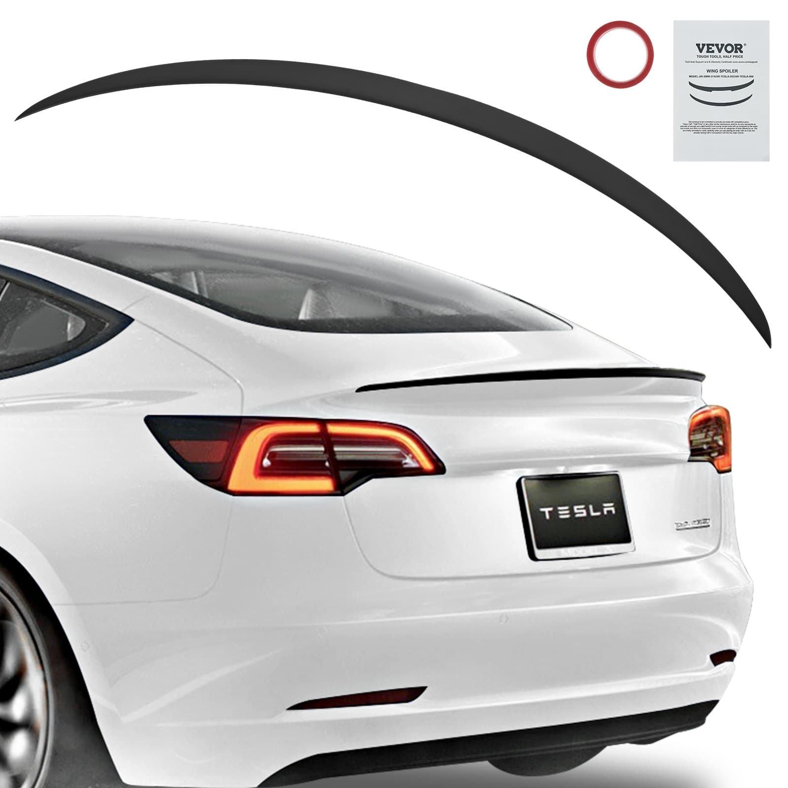 Автомобилен спойлер GT Wing 120см спойлер съвместим с Tesla Model Y високоякостен ABS материал