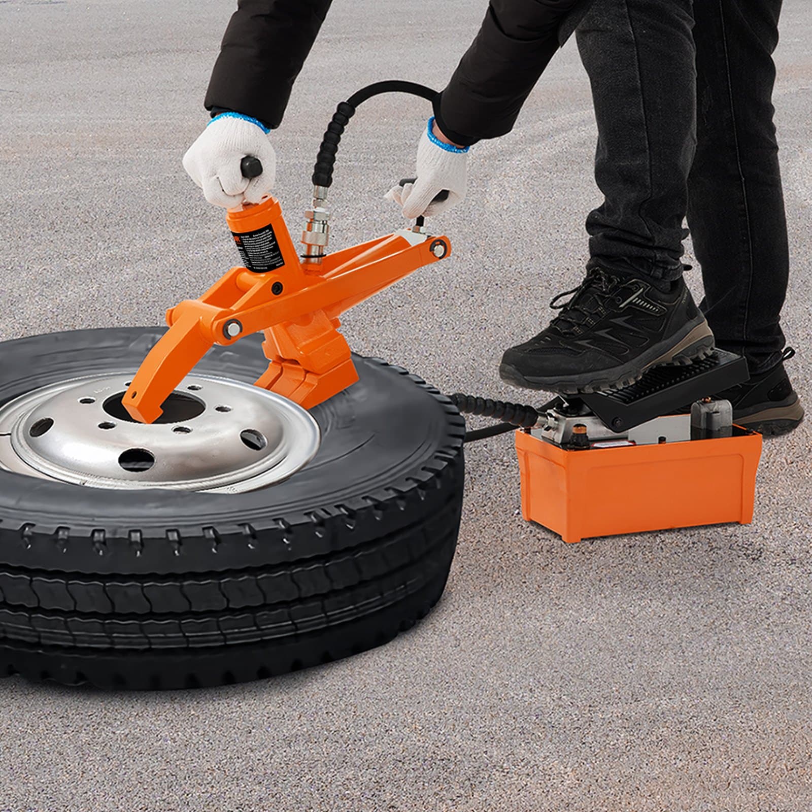 Професионален отлепвач на гуми с метална крачна помпа 10000 PSI тежкотоварен инструмент за отлепване