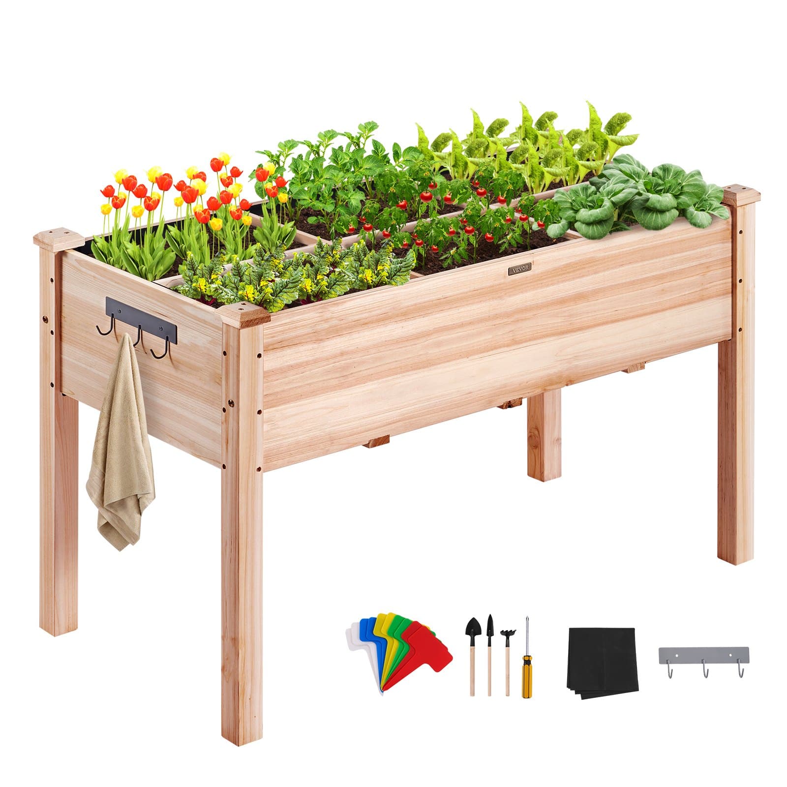 Дървена повдигната кашпа на крака 120 × 58 × 76 см