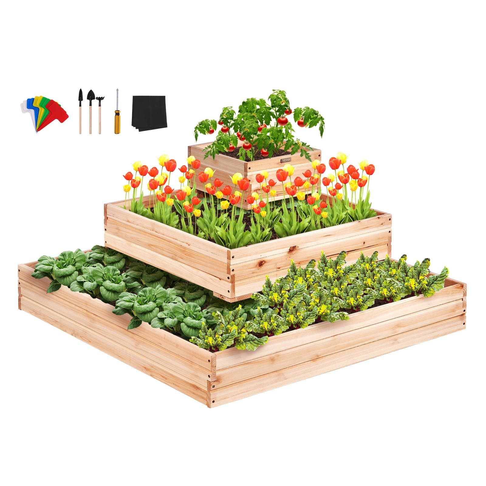 Дървена повдигната леха 113 × 113 × 51 см