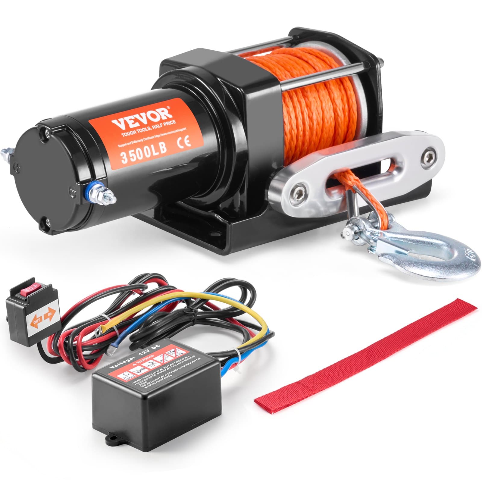 Електрическа лебедка ATV/UTV 12 V, 1,5 т, синтетично въже