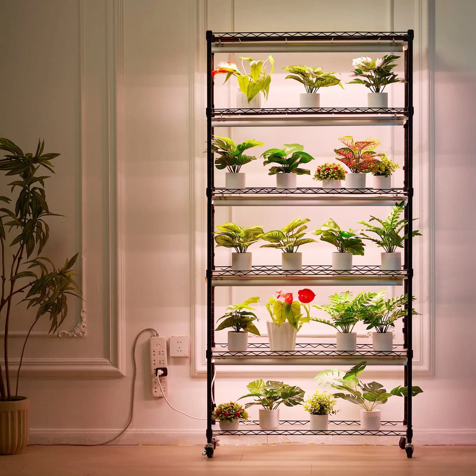 Стелаж за растения с LED осветление – 6 етажа 180W