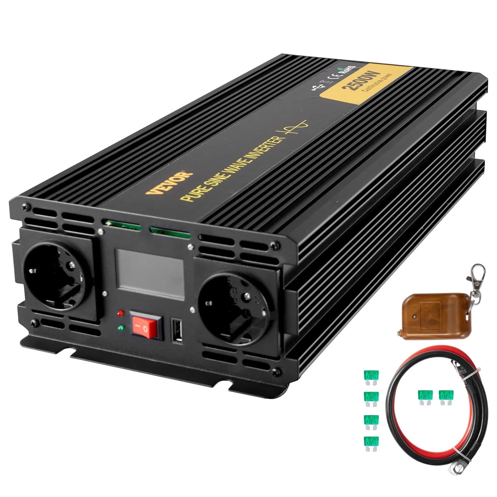 Инвертор с чиста синусоида, заявени 2500 W, 12 V → 230 V