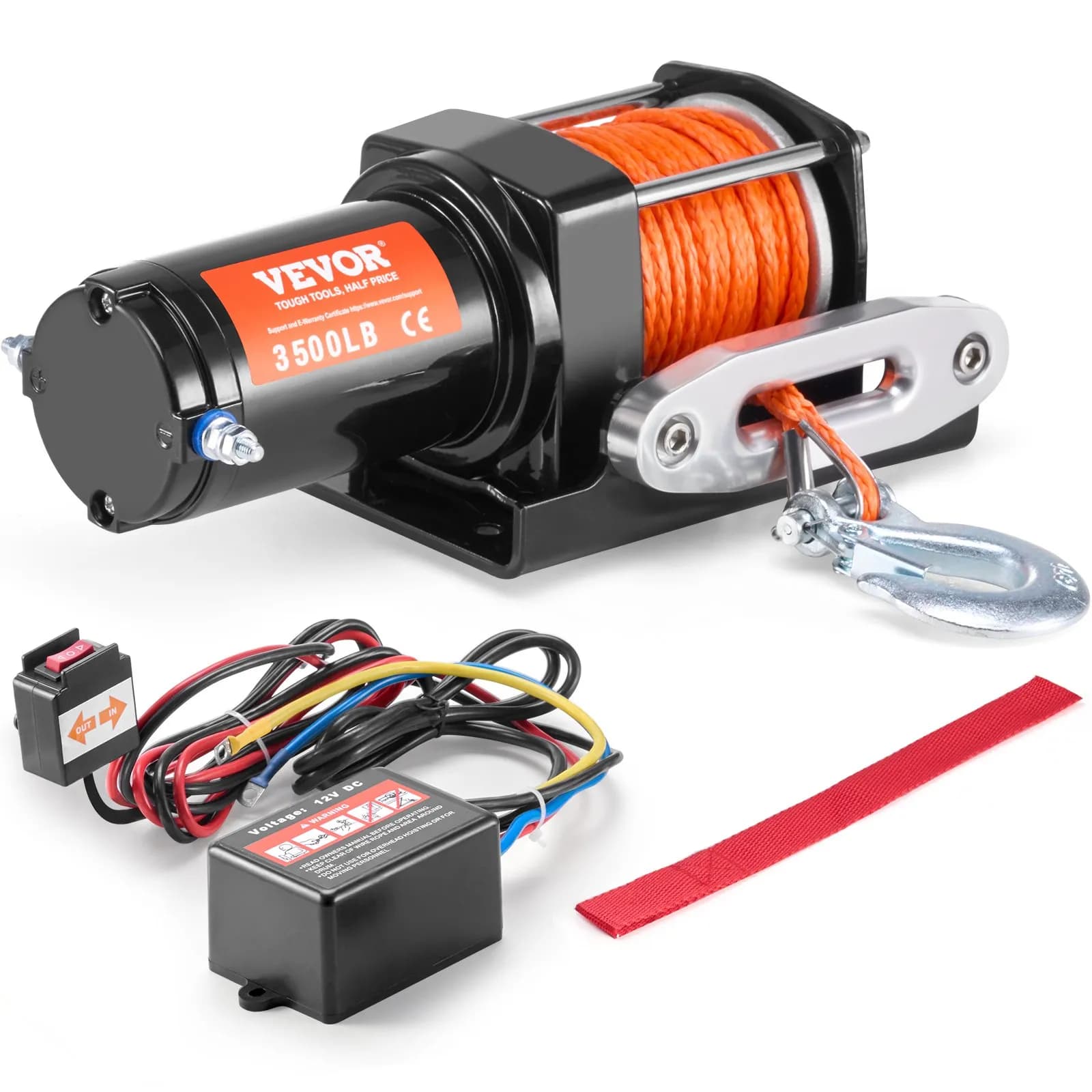 Електрическа лебедка 12 V за АТВ и UTV, 1,6 т, синтетично въже