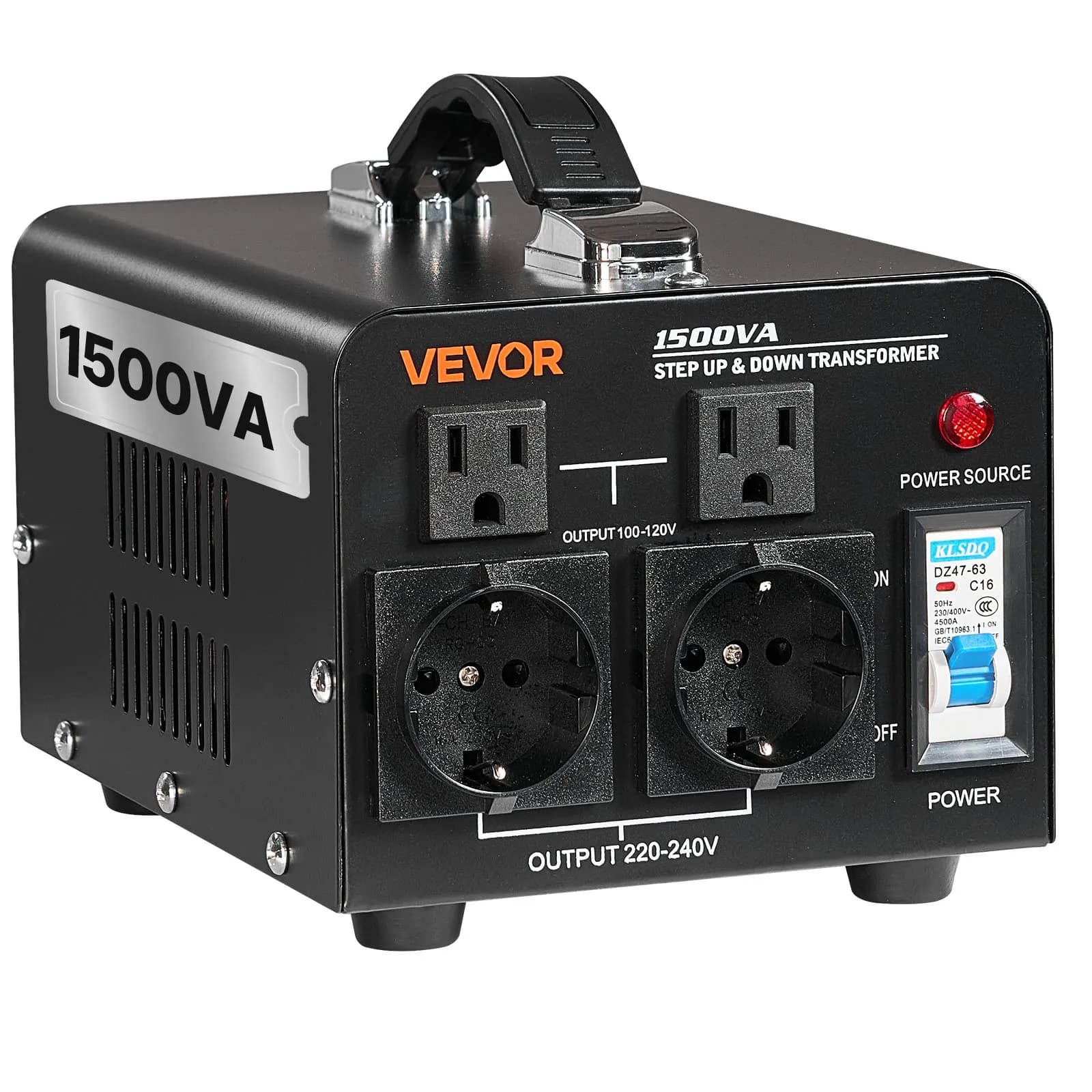 Трансформатор 110/220 V, 1500 VA, с US и EU контакти