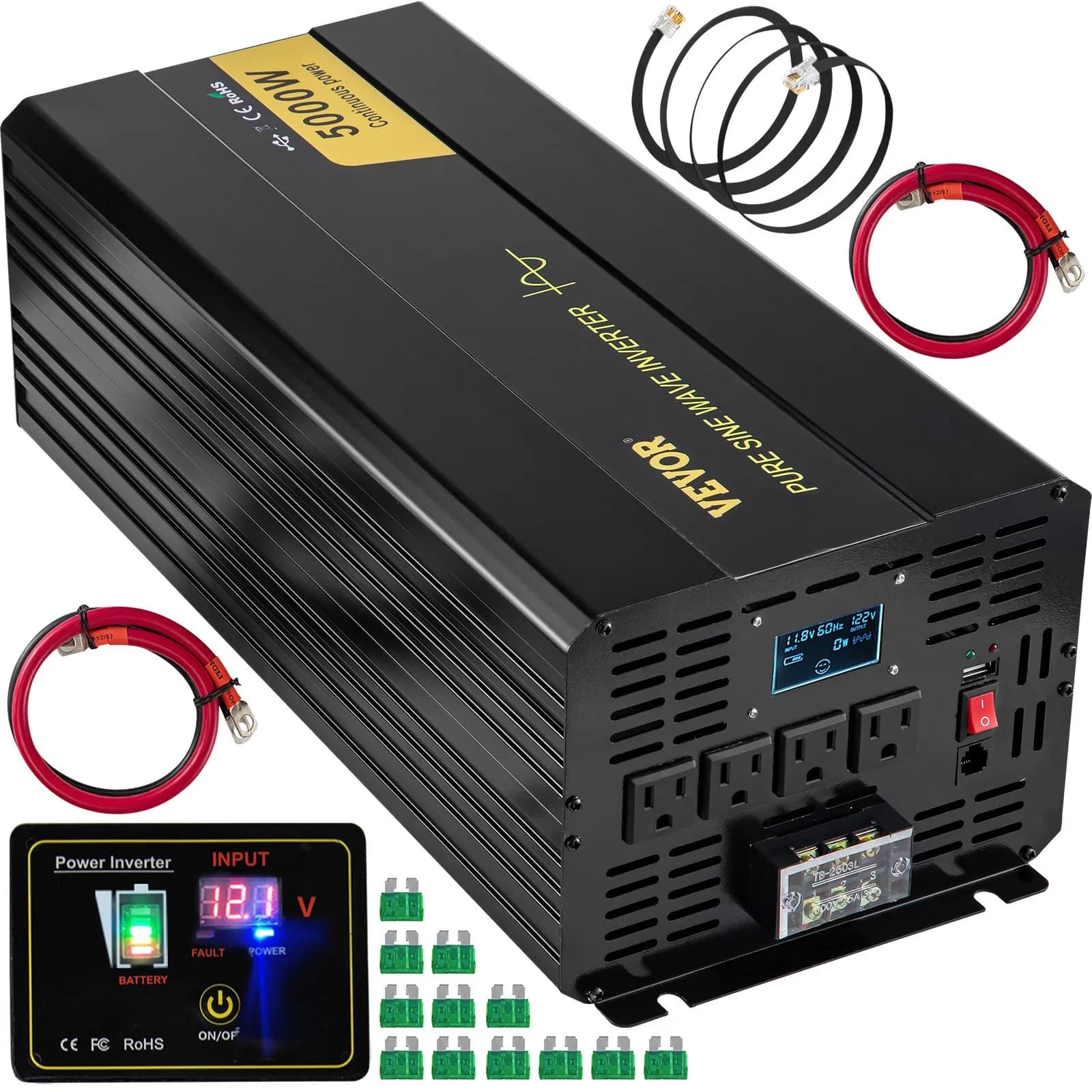 Инвертор с чиста синусоида – 5000 W DC 12V към AC 120V