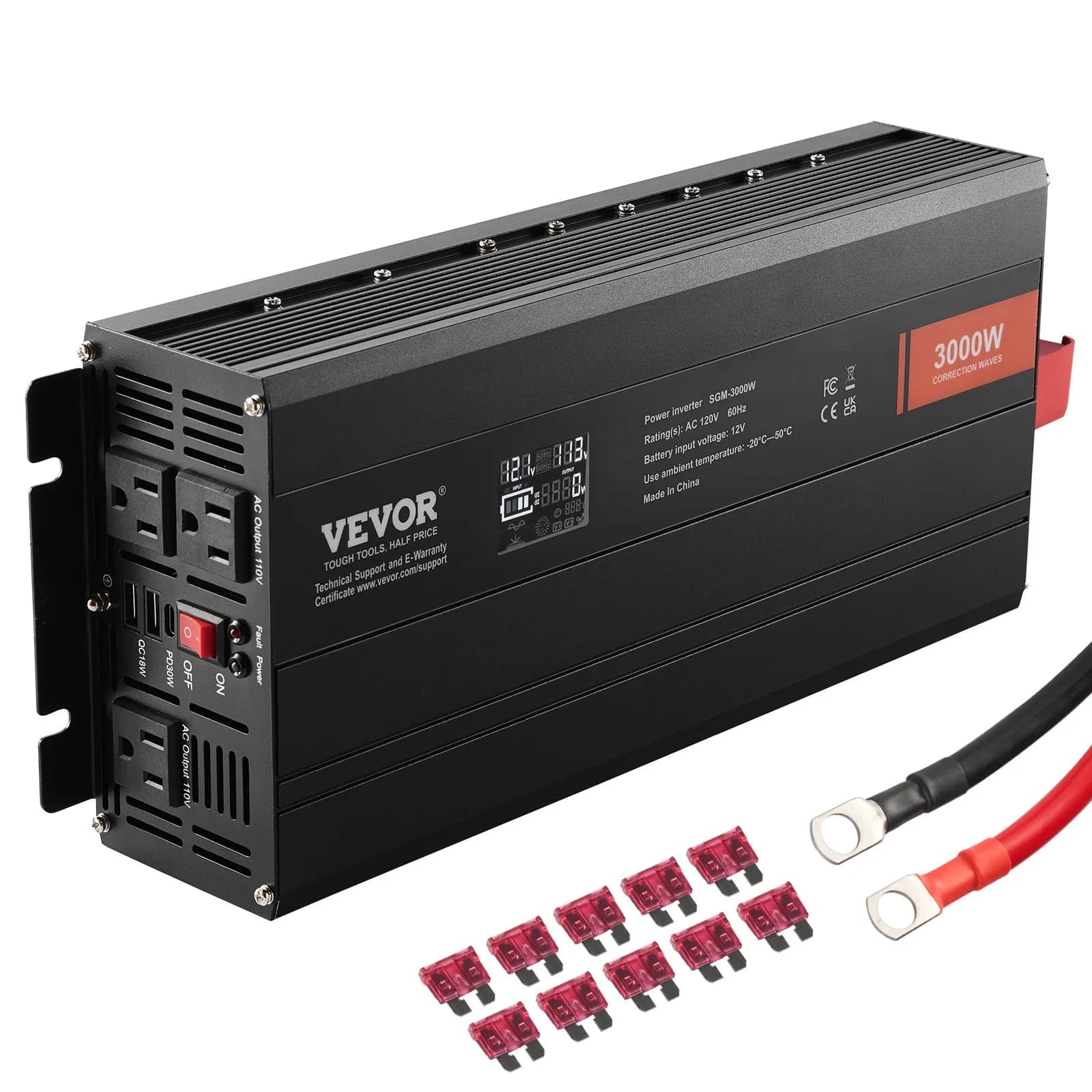 Инвертор с модифицирана синусоида 3000 W, 12 V към 120 V