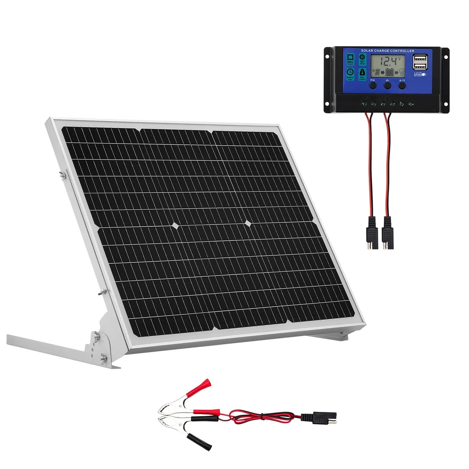 Соларно зарядно за батерии 50 W, 12 V, с MPPT и скоба