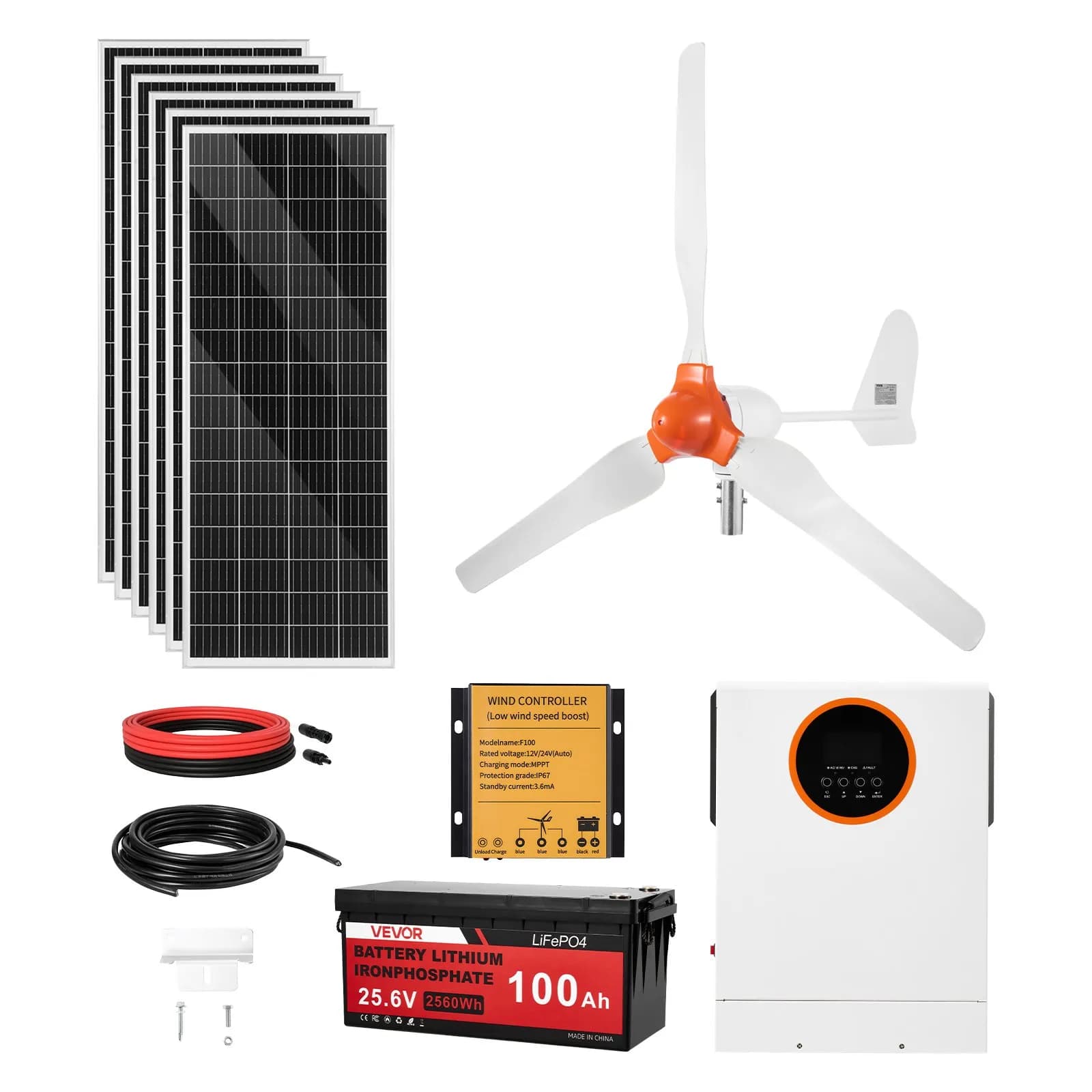 Хибриден соларен и вятърен комплект 1000 W, 24 V