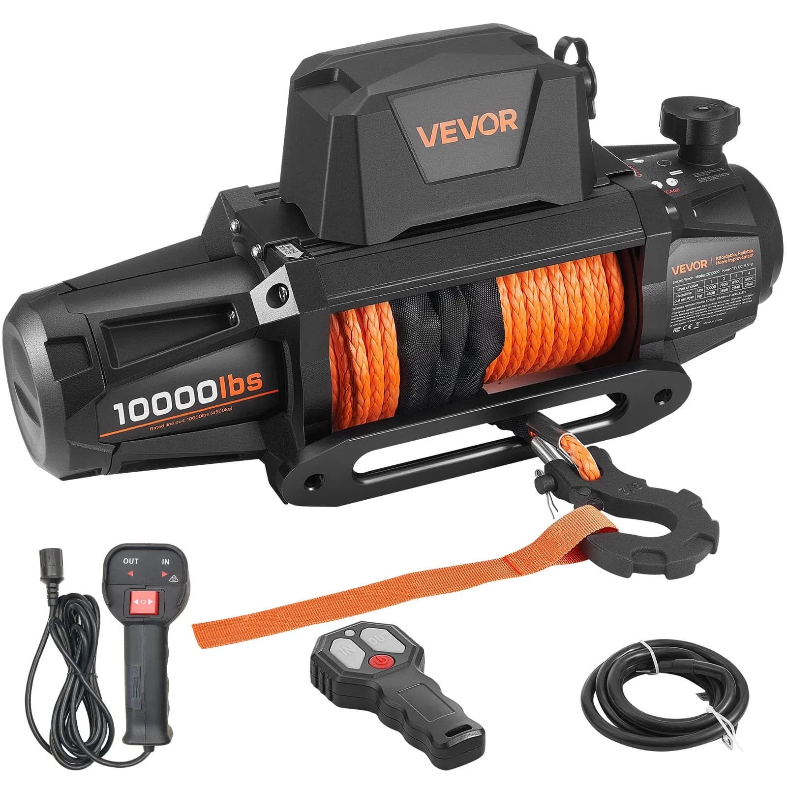 Електрическа лебедка (Winch) – 4500 кг (10000 lbs) товароносимост 12V DC със синтетично въже