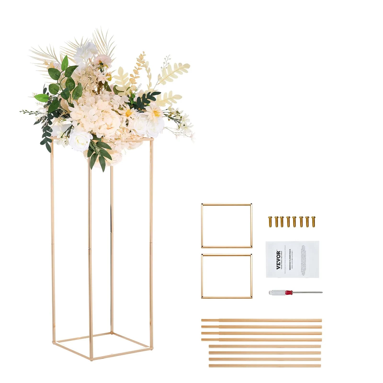 Стойка за сватбени цветя (Flower Stand) – 2 броя 80 см височина Метална колона златен цвят
