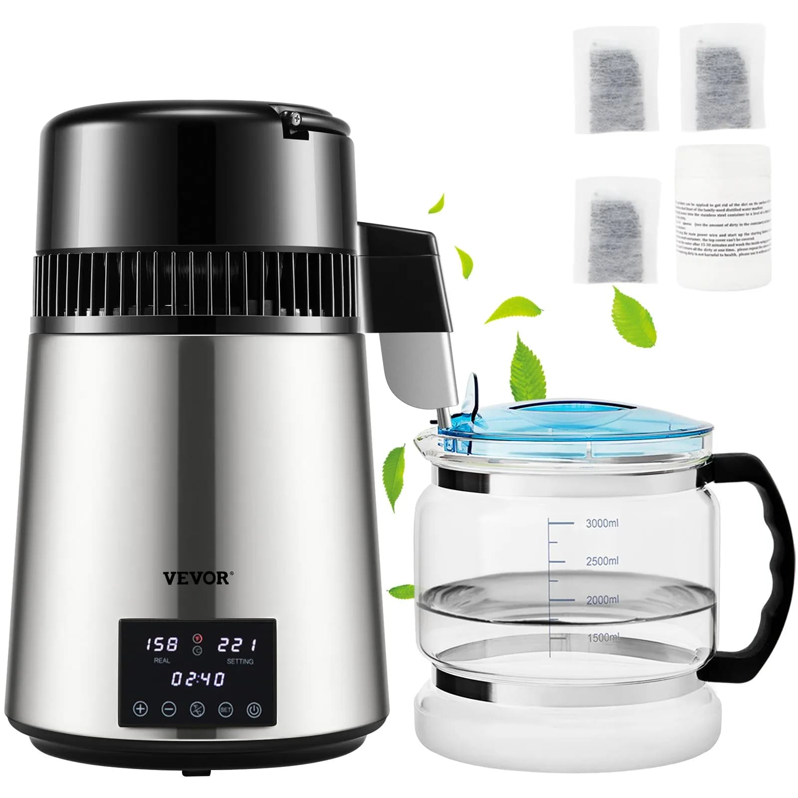 Дестилатор за вода 4 л, 1750 W, стъклена кана