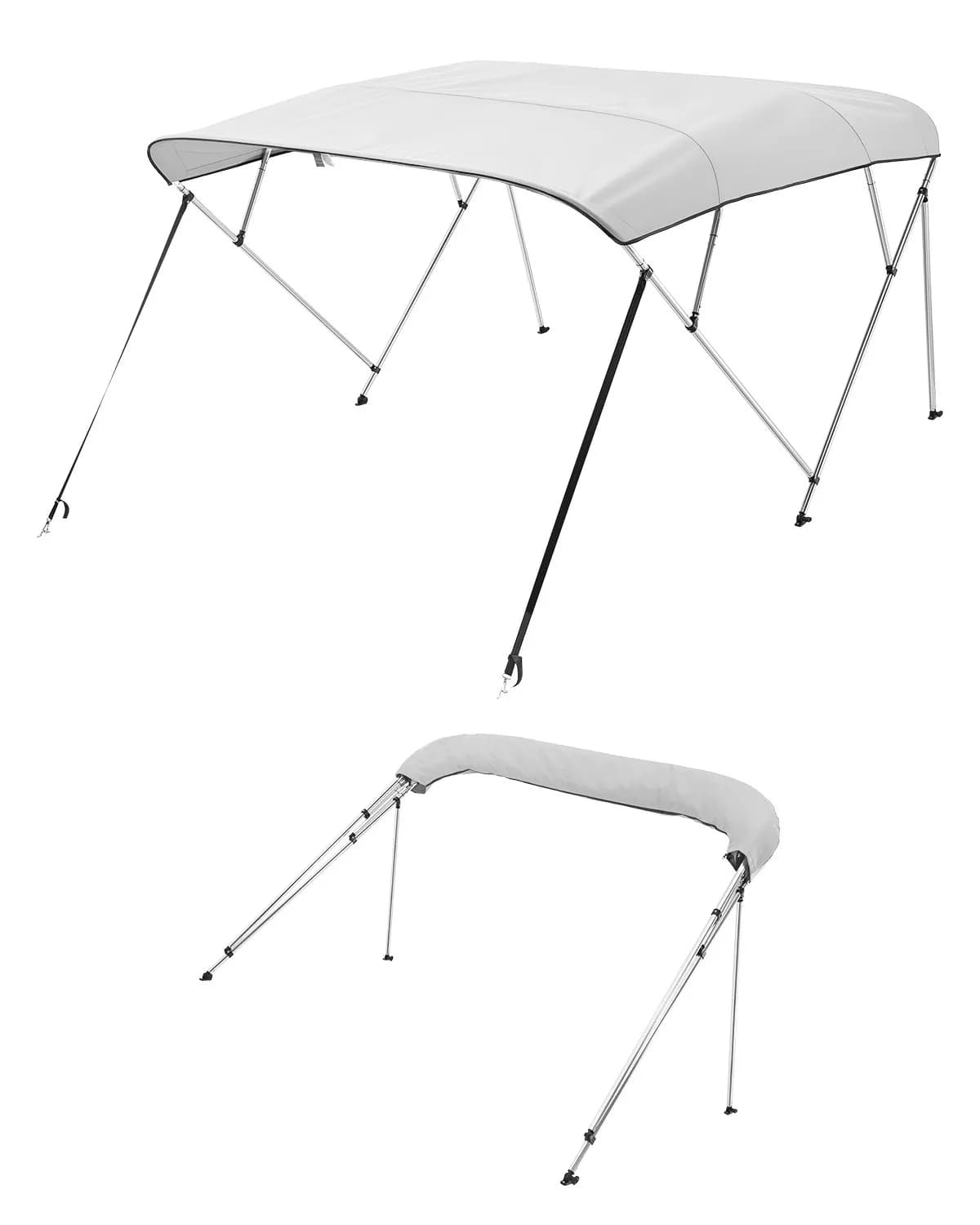 Тента за Лодка (Bimini Top) с 4 Рамки – 2.44 м Дължина 600D Oxford Светло Сива