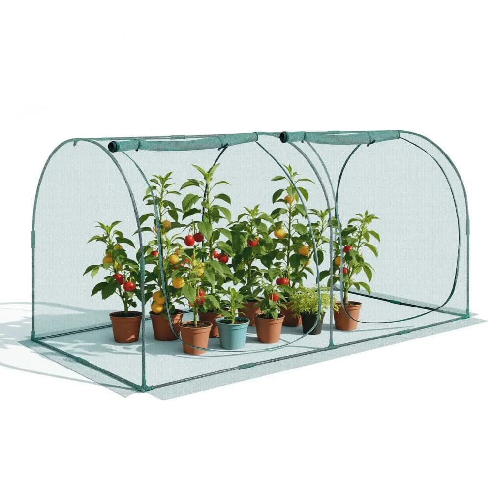 Защитна клетка за растения 2,48 × 1,2 × 1,2 м, врата с цип