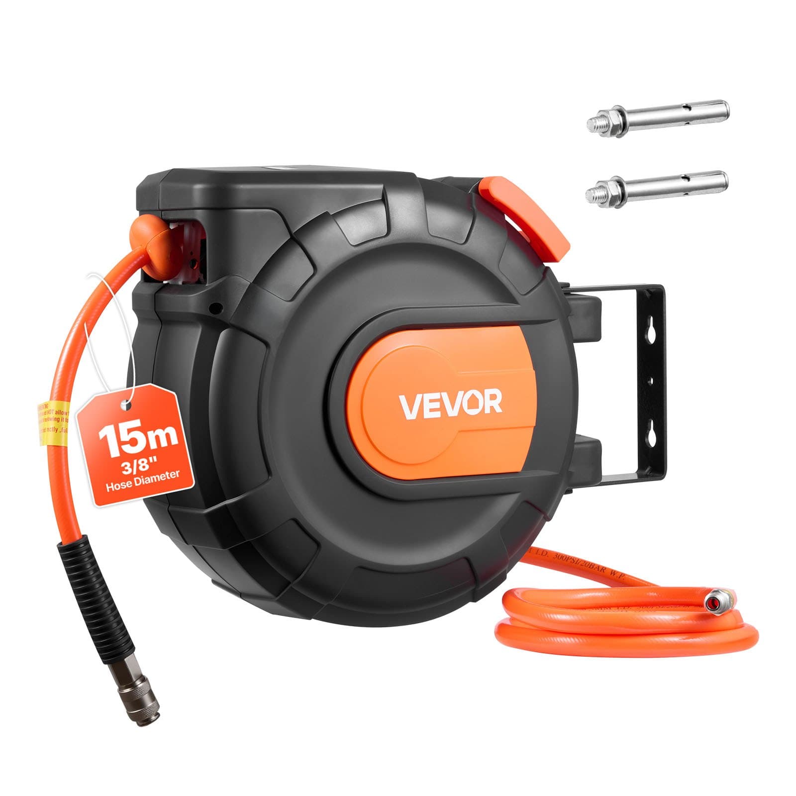 Автоматична макара с маркуч за въздух – 15m 300 PSI PVC маркуч за компресор