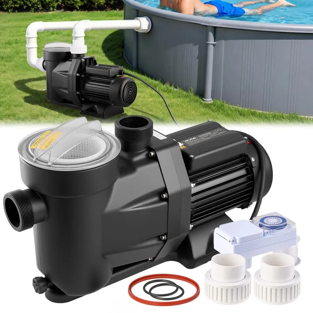Ефективна помпа за басейн 1300W – 28 800 л/ч с таймер и филтърна кошница