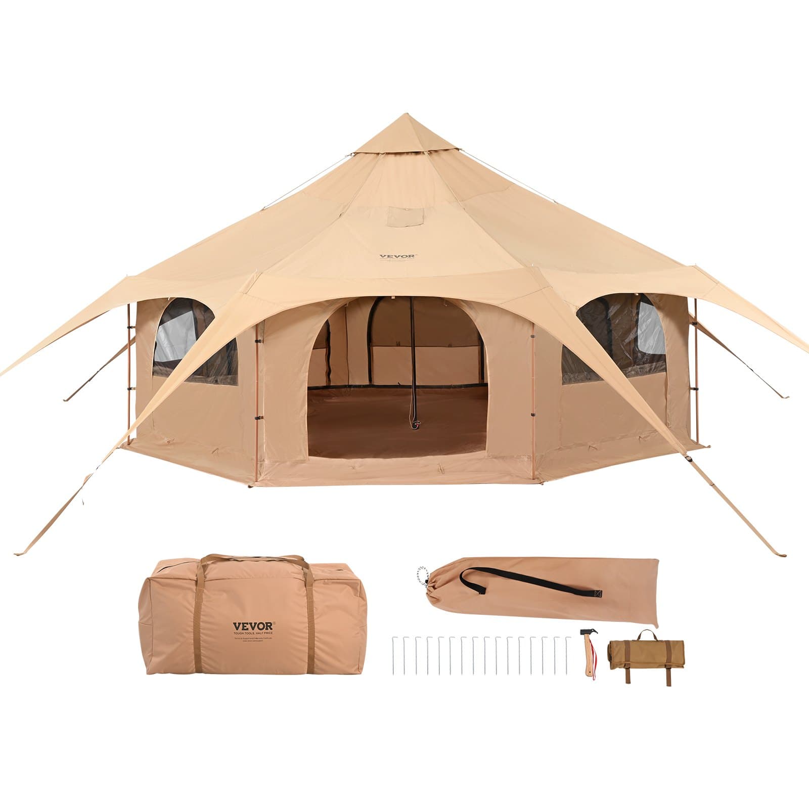 Памучна Палатка Bell Tent 5 m – 4-сезонна за 8 души с Отвор за Печка