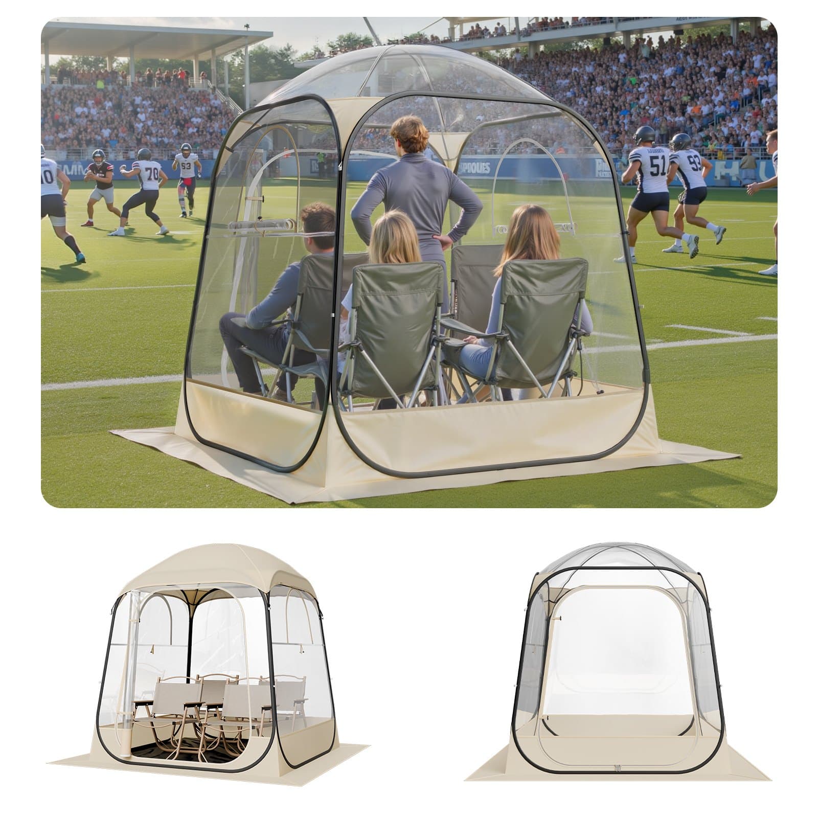 Прозрачен pop-up подслон 1,6 × 1,6 м за 1–2 души
