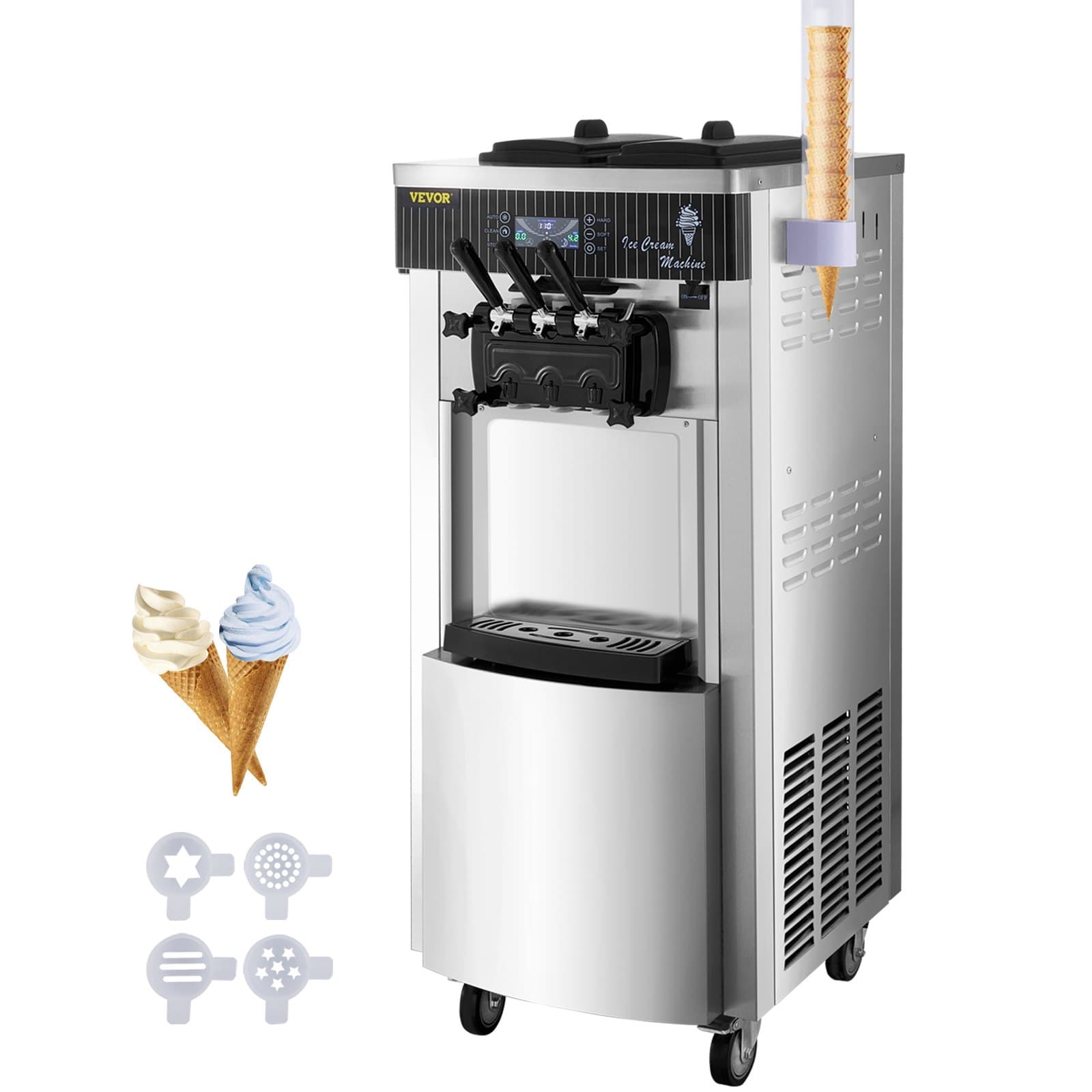 Машина за мек сладолед 2200 W, два вкуса и смесен вариант