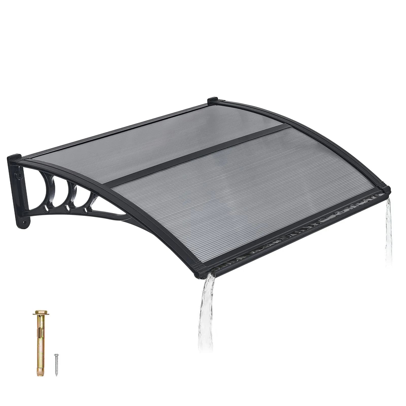 Опушено сива козирка 75 × 100 см с ABS опори