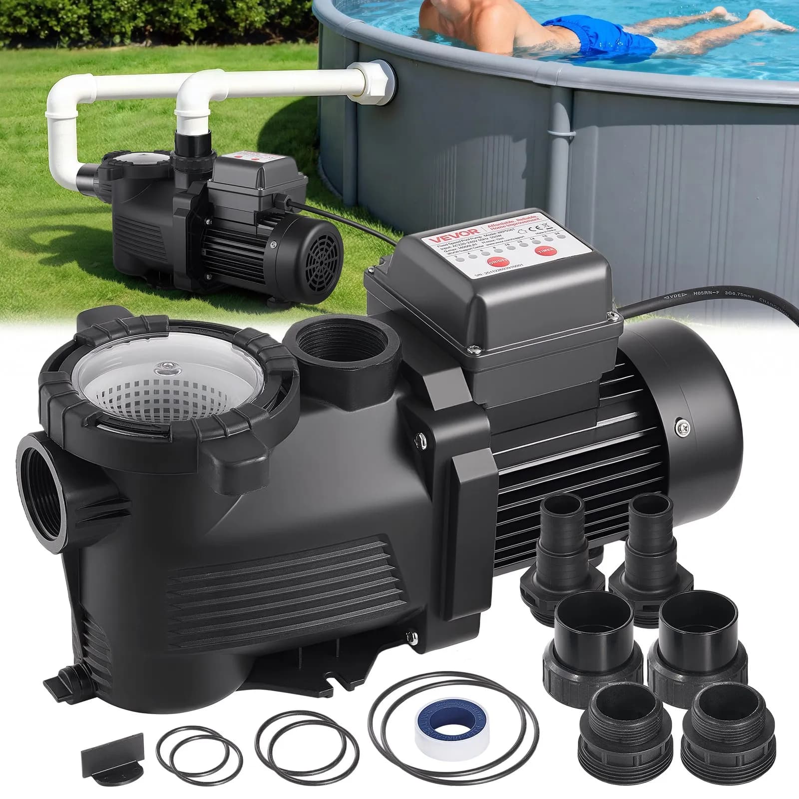 Автоматизирана помпа за басейн 550W – 14 000 л/ч с 24-часов таймер