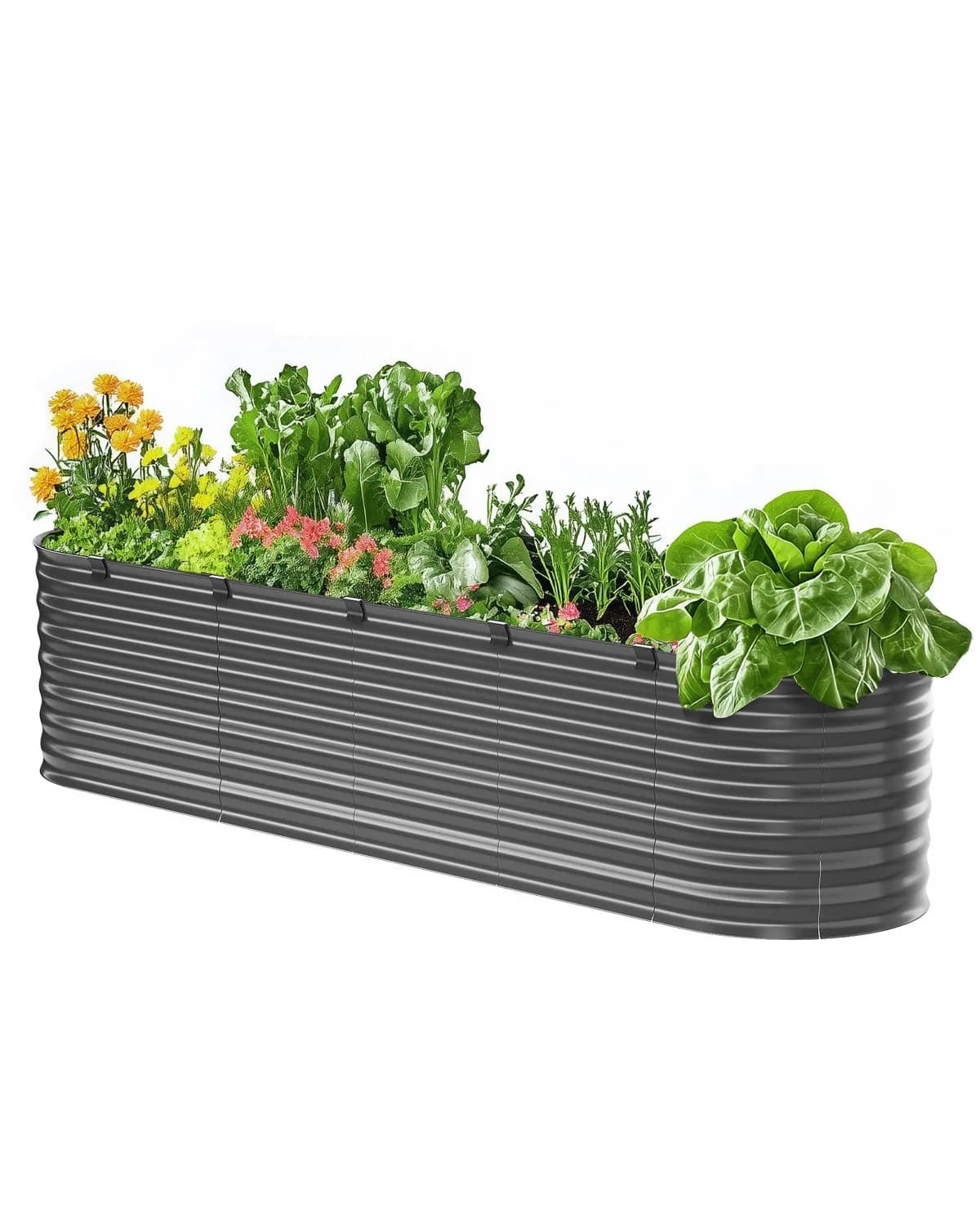 Метална градинска леха 240×60×60 см, тъмносива