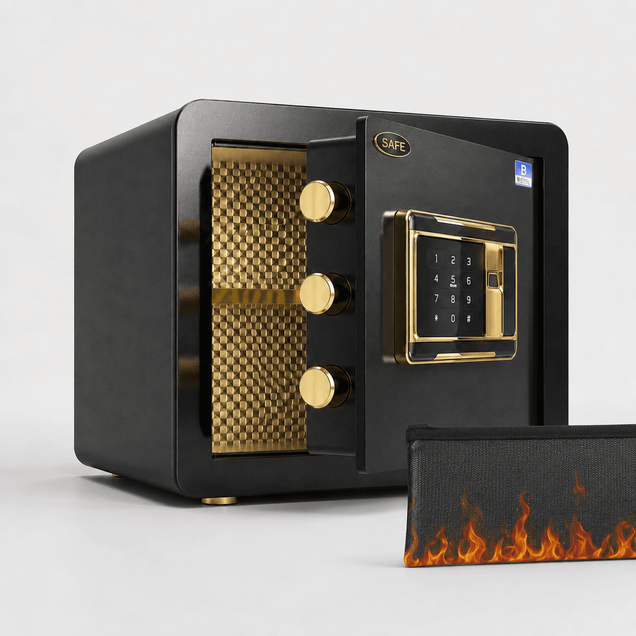 Биометричен сейф 30×38×30 см с клавиатура