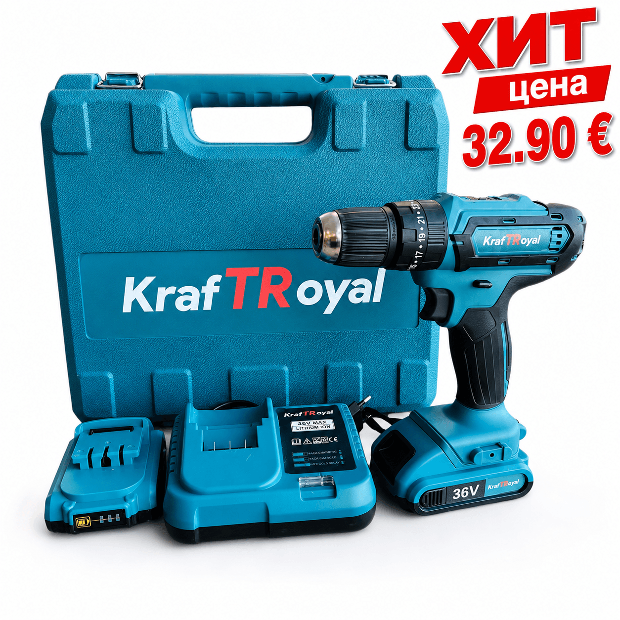 Акумулаторен винтоверт Kraft Royal, заявени 36 V