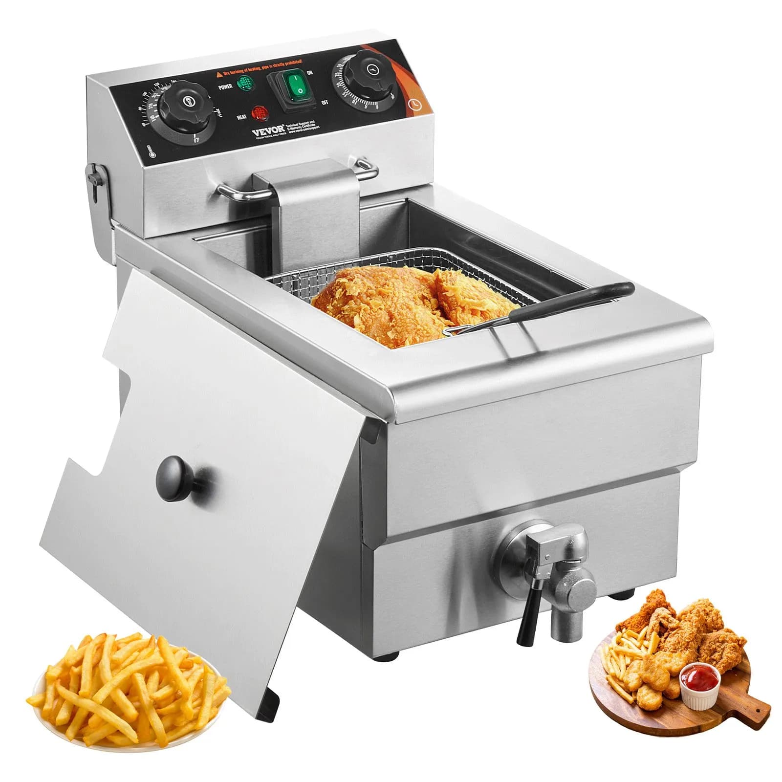 Електрически фритюрник 3000 W, до 9 л олио, с кран