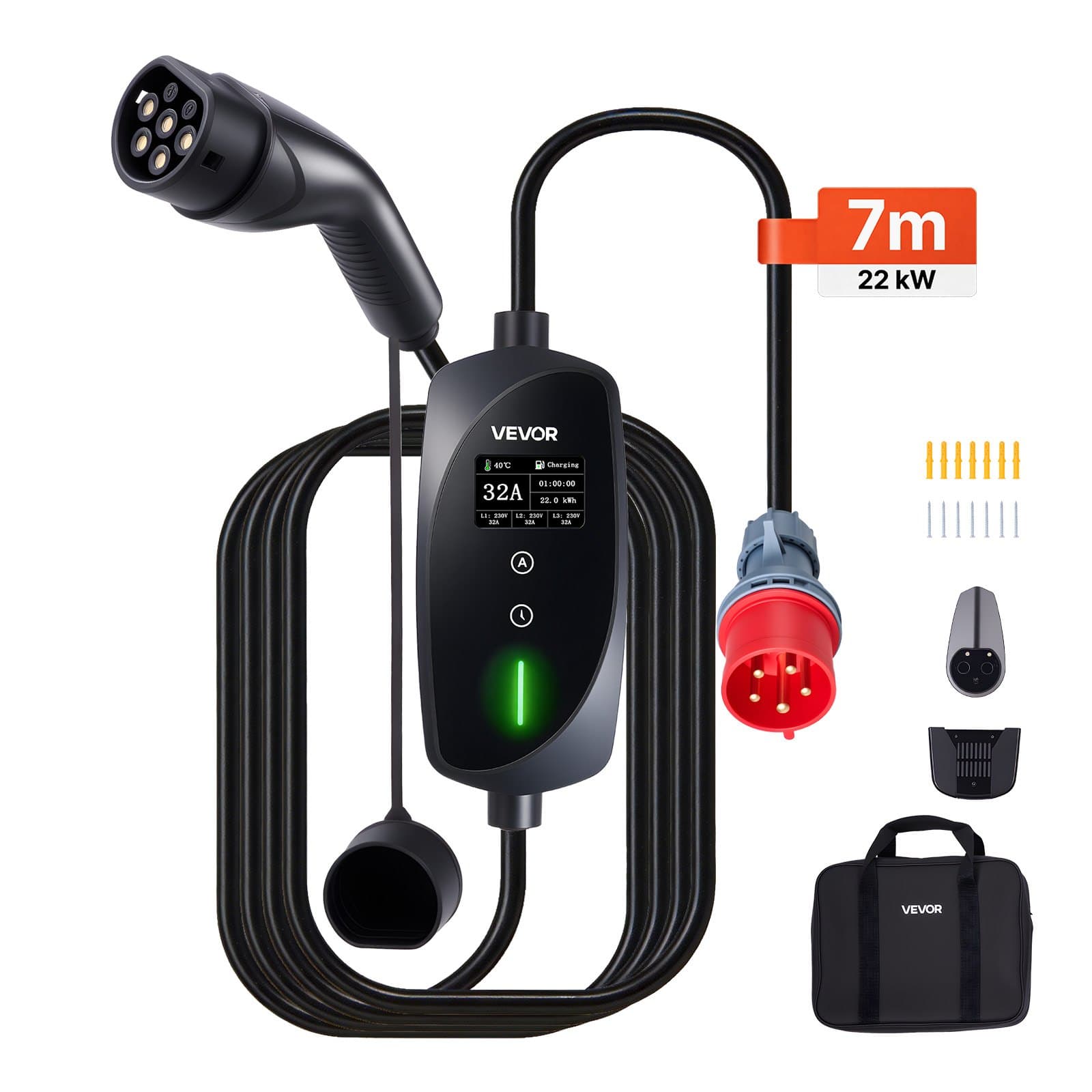 Мобилна зарядна станция 22 kW, CEE 32, кабел 7 м
