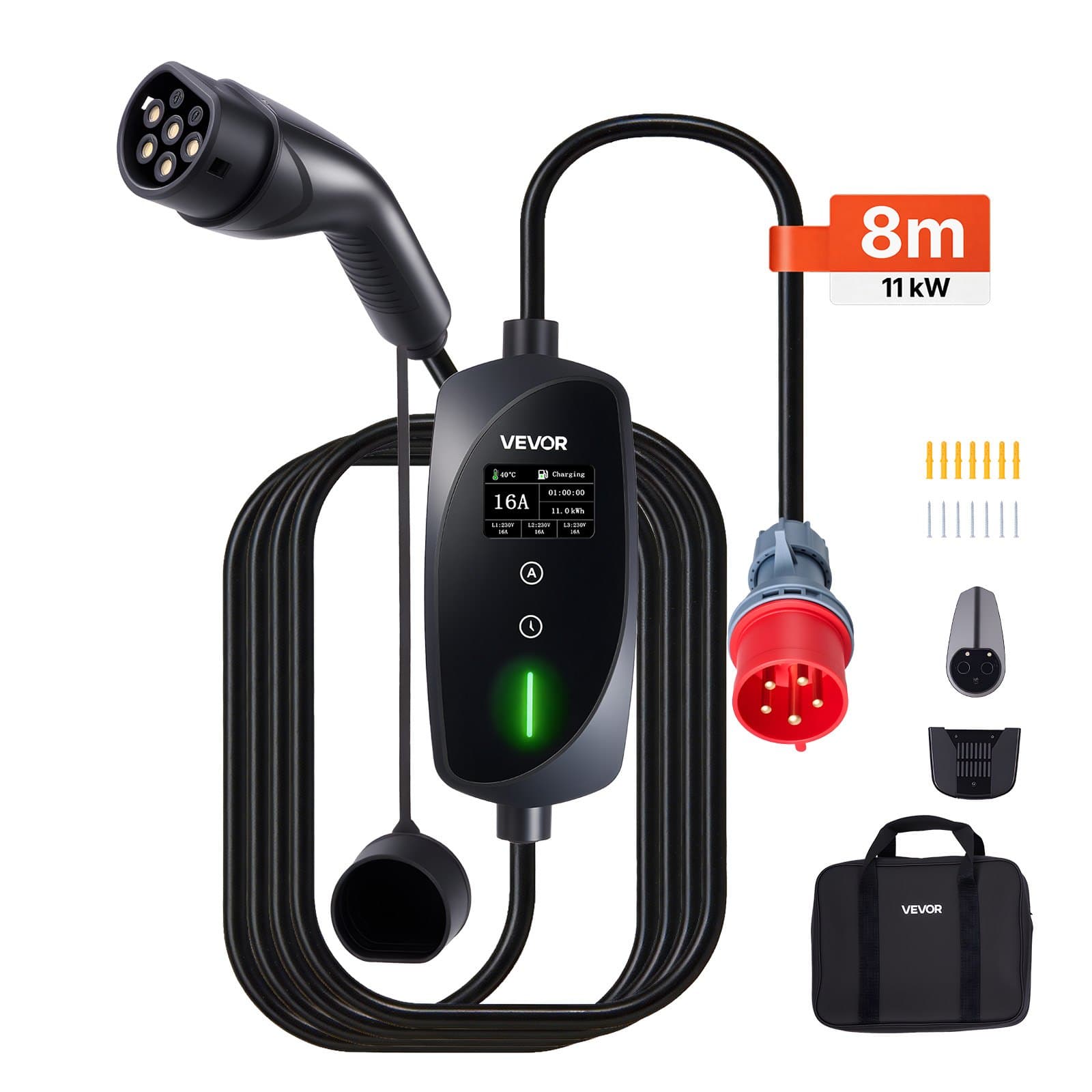 Мобилна зарядна станция 11 kW с кабел 8 м