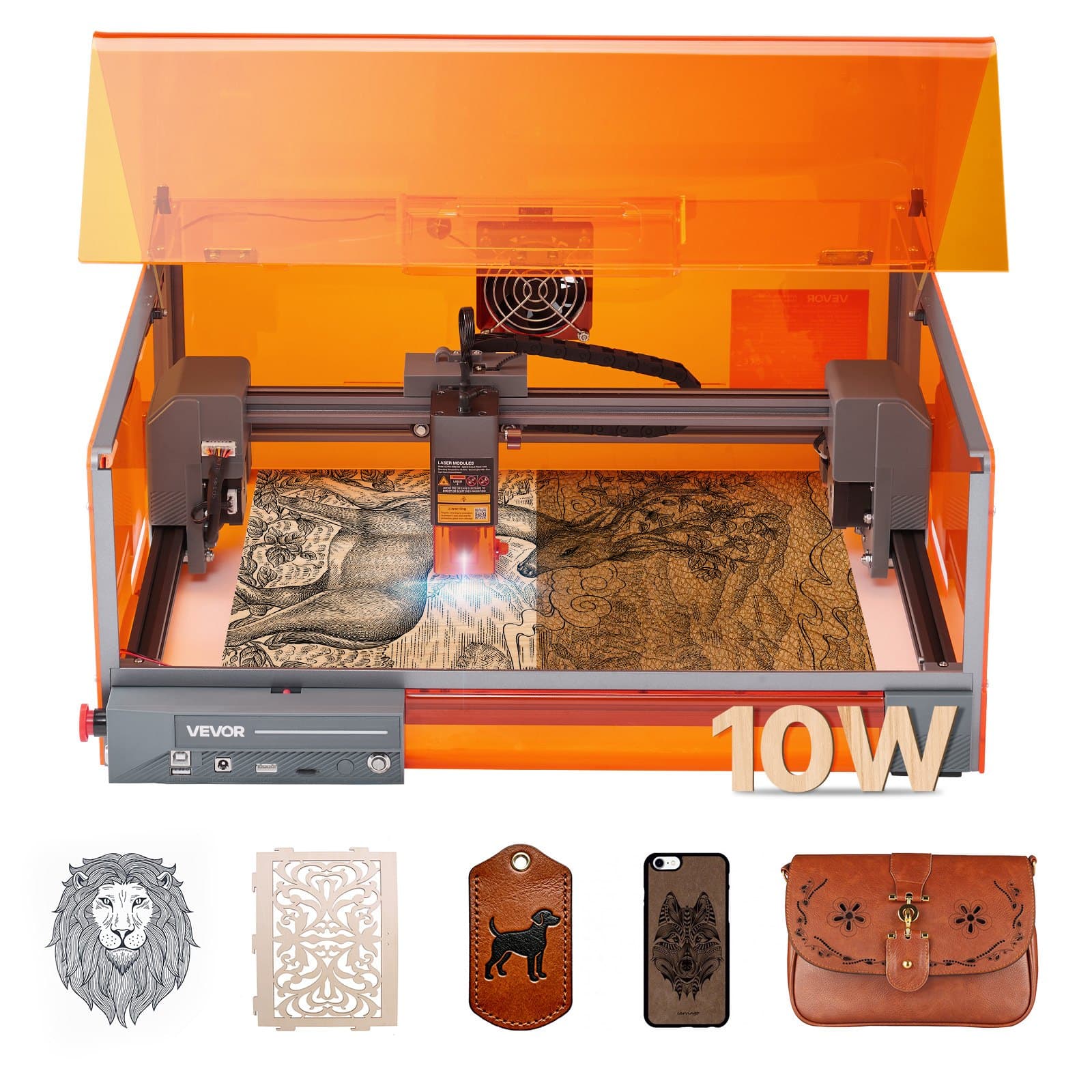Лазерен гравьор 10 W, 300 × 300 мм, със защитен корпус