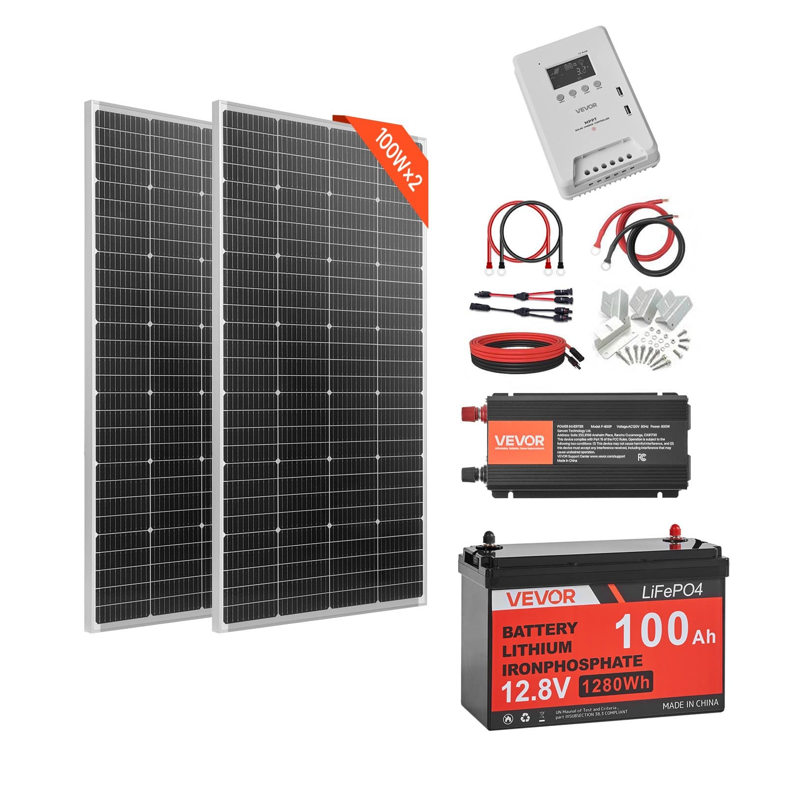 Соларен комплект 400 W с два панела и LiFePO4 100 Ah