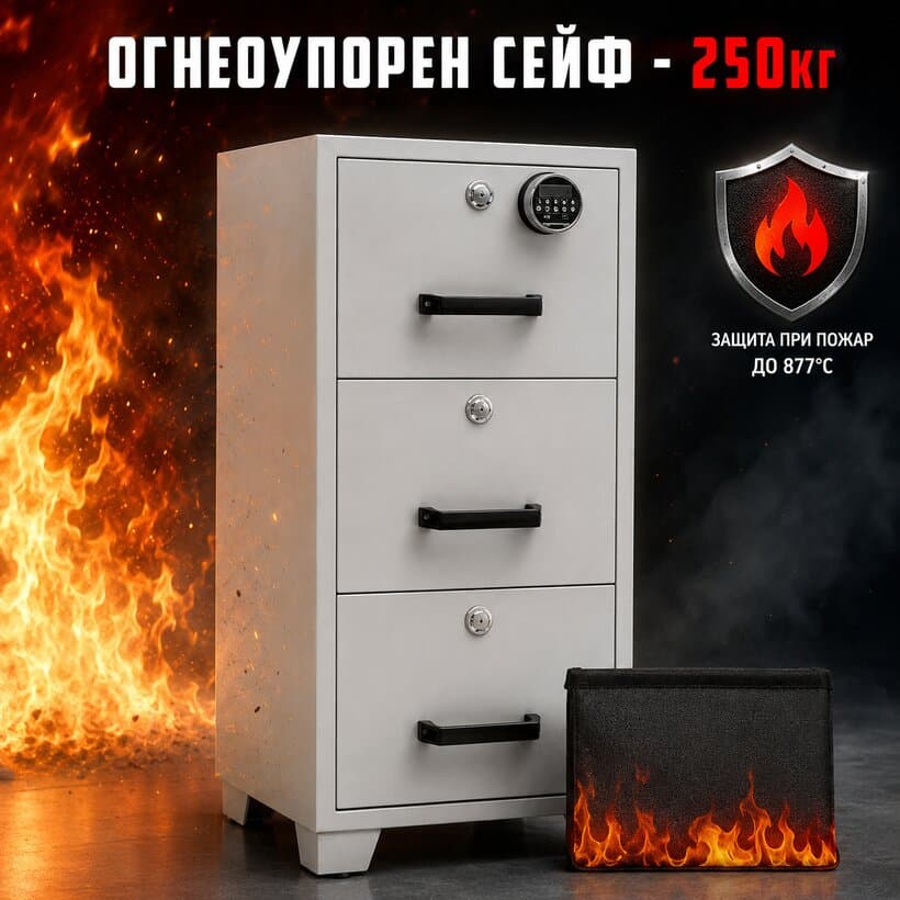 Огнеупорен шкаф за документи XBT-F3C с 3 чекмеджета