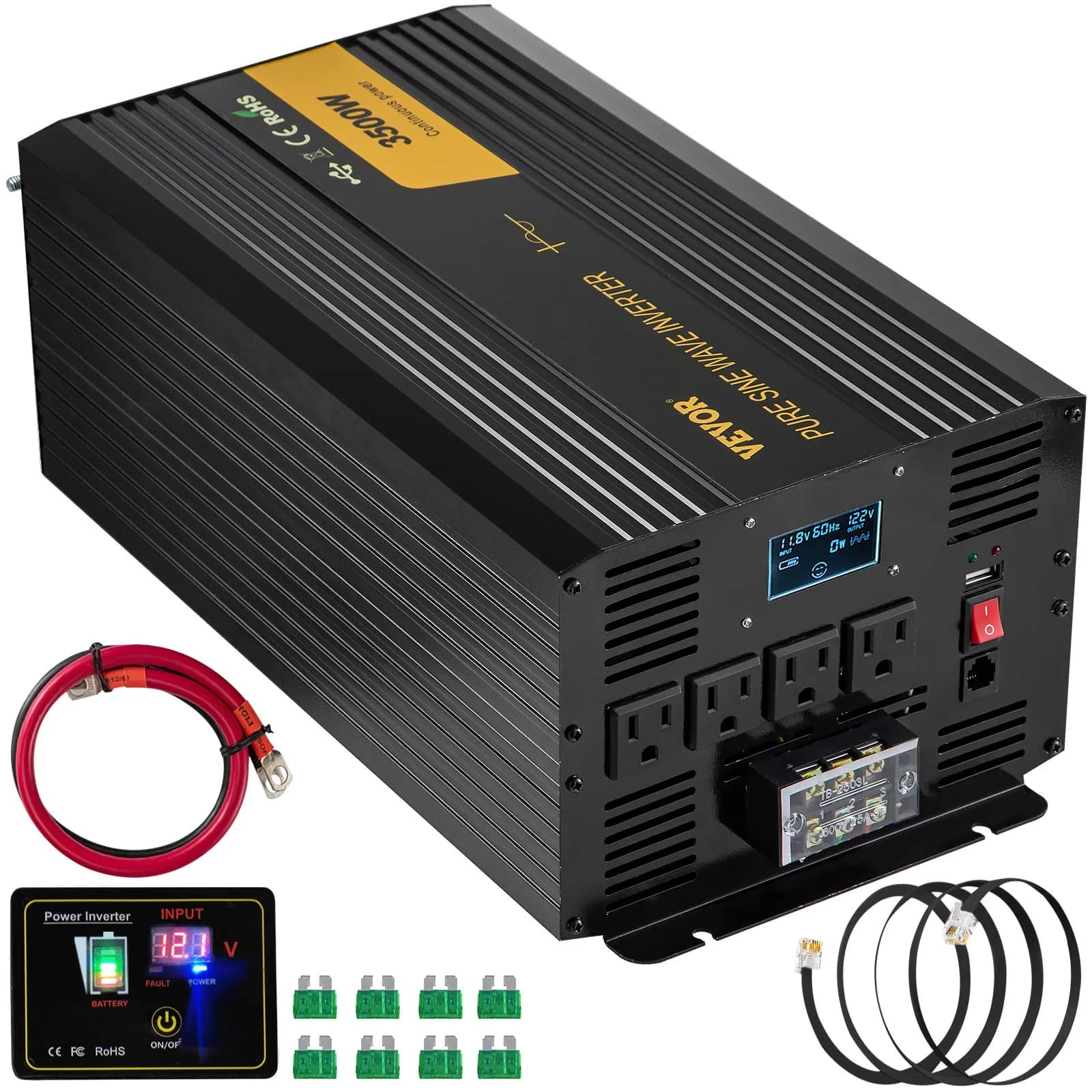 Инвертор с чиста синусоида – 3000 W DC 12V към AC 230V