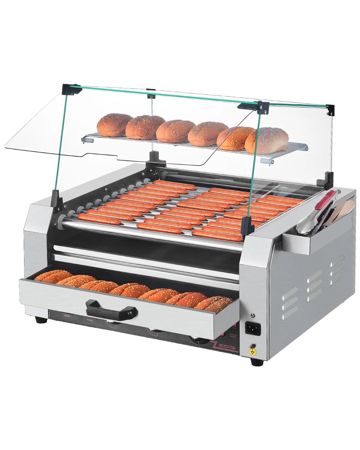 Професионална електрическа машина за хот дог с 11 ролки – 2400W